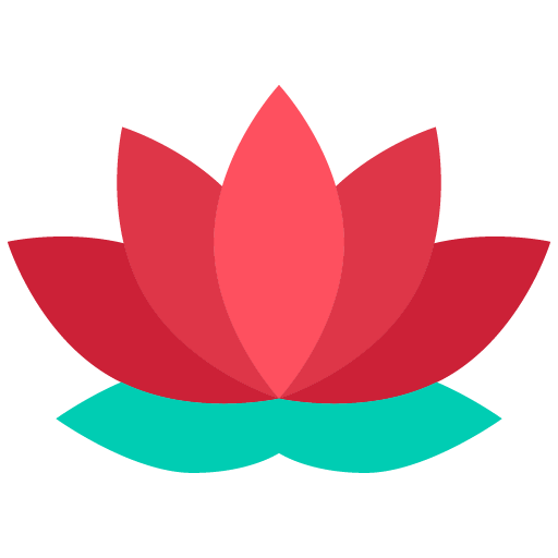 Imagen de una flor de loto roja sobre una hoja verde.